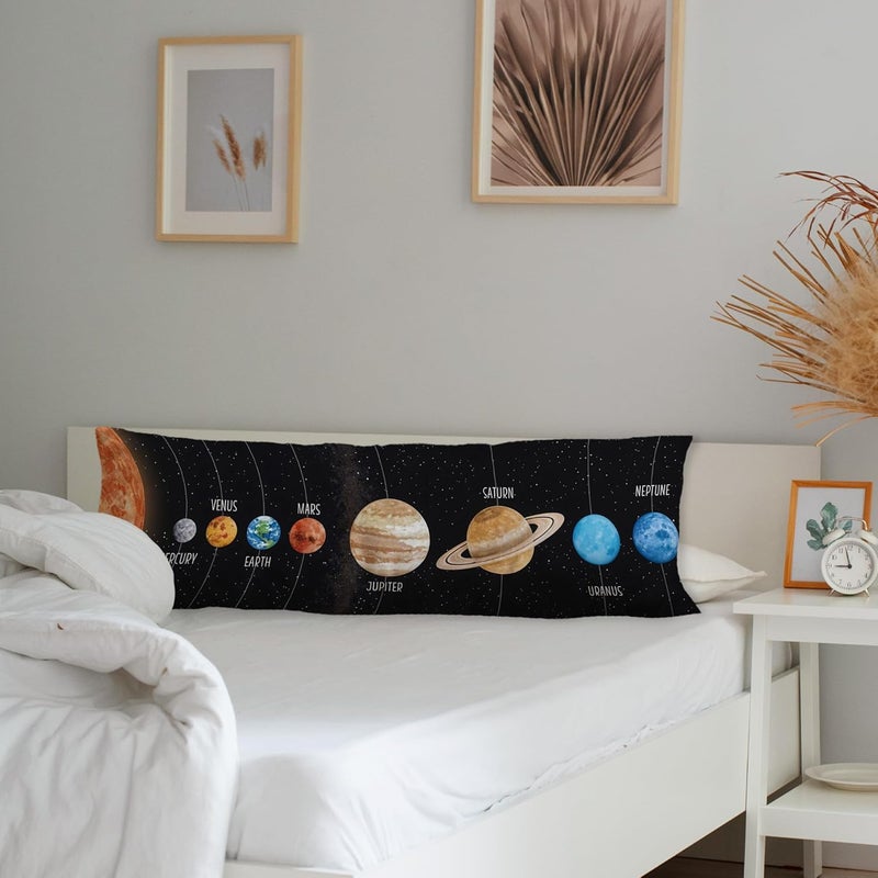 Exqcom Store Space Nursery Body Pillow Covers 20x54, Space Room Decor Gifts for Boys, Outer Space Universe Galaxy Planet Long Body Pillow Case Cover with Hidden Zipper for Kids Girls Boys - Image 3